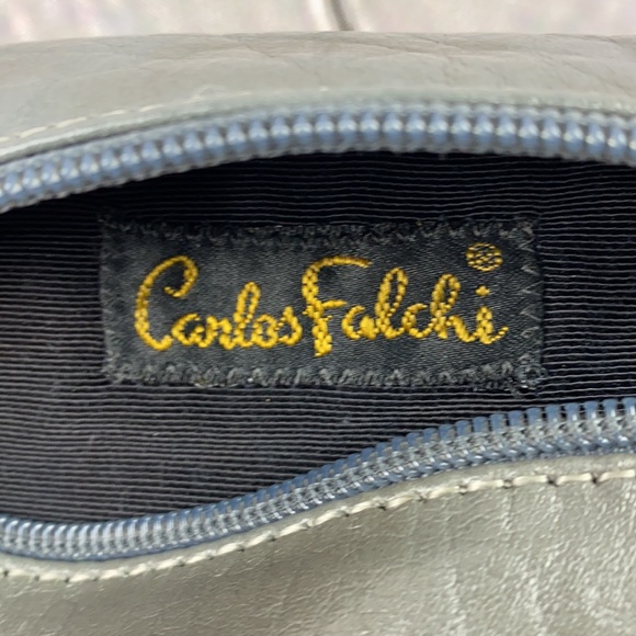 VINTAGE 70’s CARLOS FALCHI Gray Leather Crossbody Bag - Picture 12 of 17